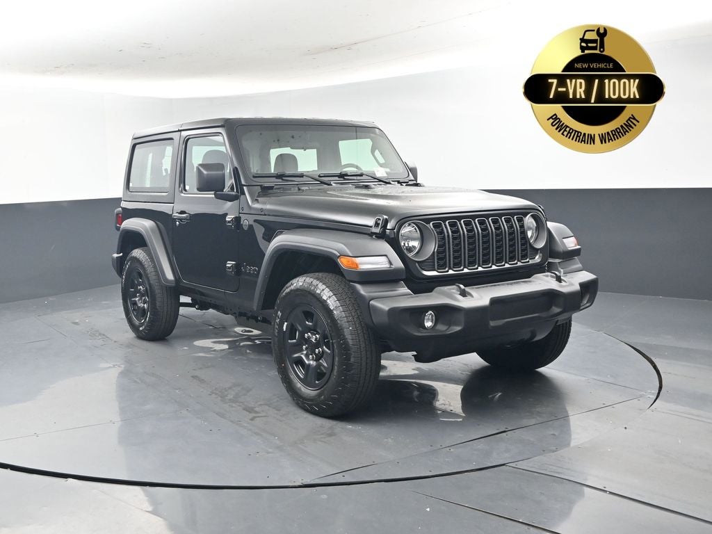 2026 Jeep Wrangler WRANGLER 2-DOOR SPORT in Black Clear-Coat Exterior Paint — front three-quarter view
