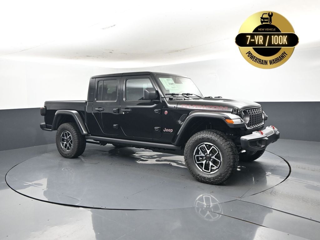 2026 Jeep Gladiator GLADIATOR RUBICON 4X4 in Black Clear-Coat Exterior Paint — front three-quarter view