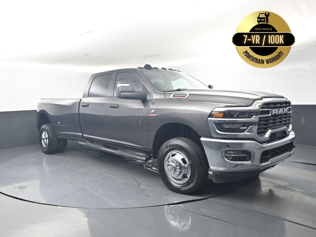 2026 RAM Ram 3500 RAM 3500 TRADESMAN CREW CAB 4X4 8' BOX in Granite Crystal Metallic Clear-Coat Exterior Paint — front three-quarter view