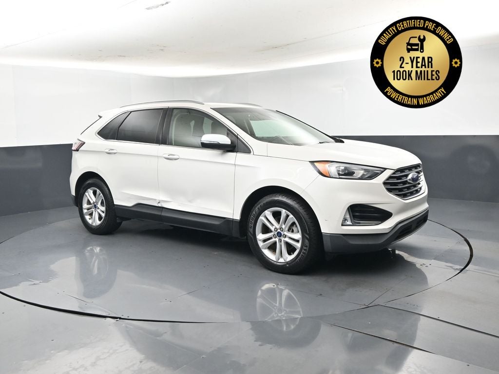 2020 Ford Edge SEL in White Metallic — front three-quarter view