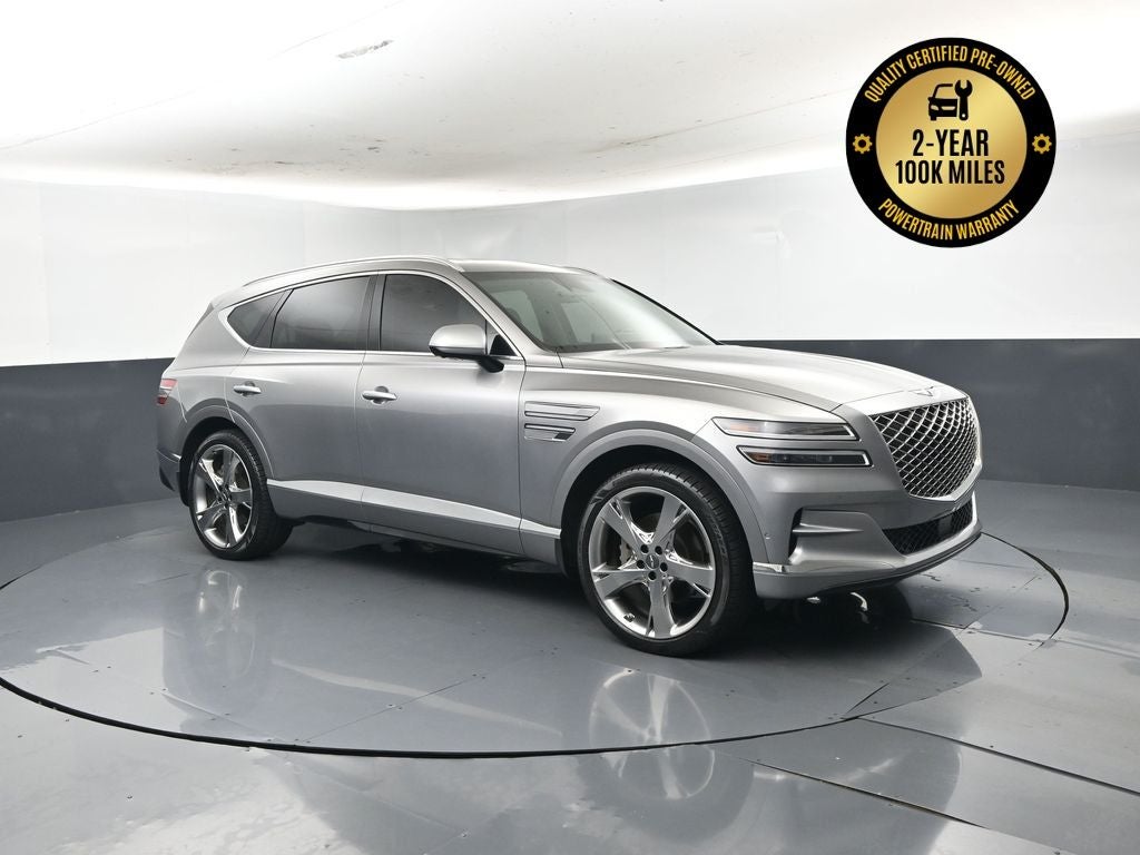 2021 Genesis GV80 2.5T in Savile Silver — front three-quarter view